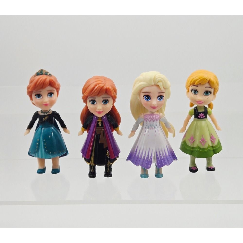 Disney Frozen Small Doll Figure Set Elsa Anna 4pc Snowqueen Posable Figures